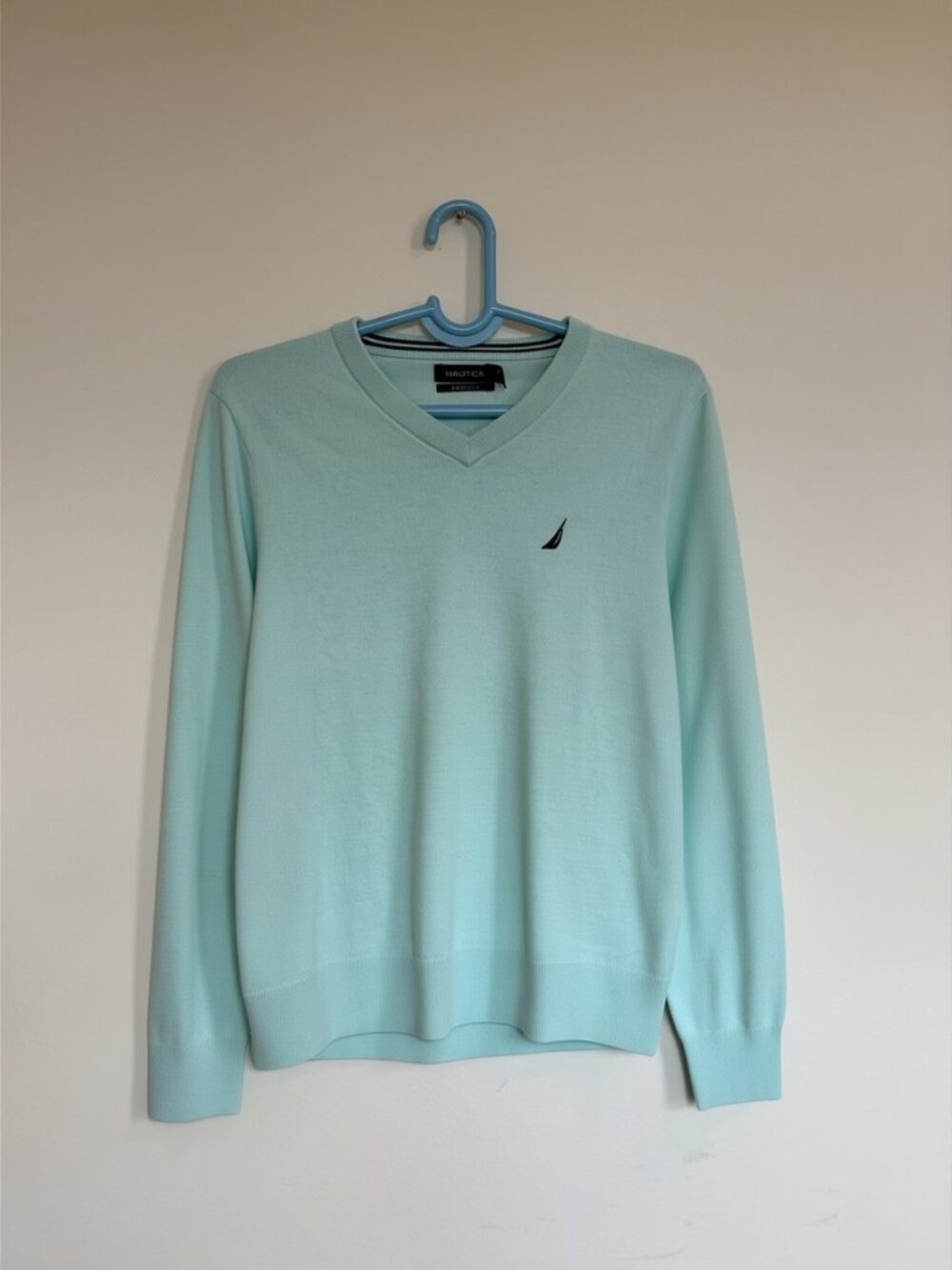 Nautica V-Neck Knit Sweater Mint Green Size S